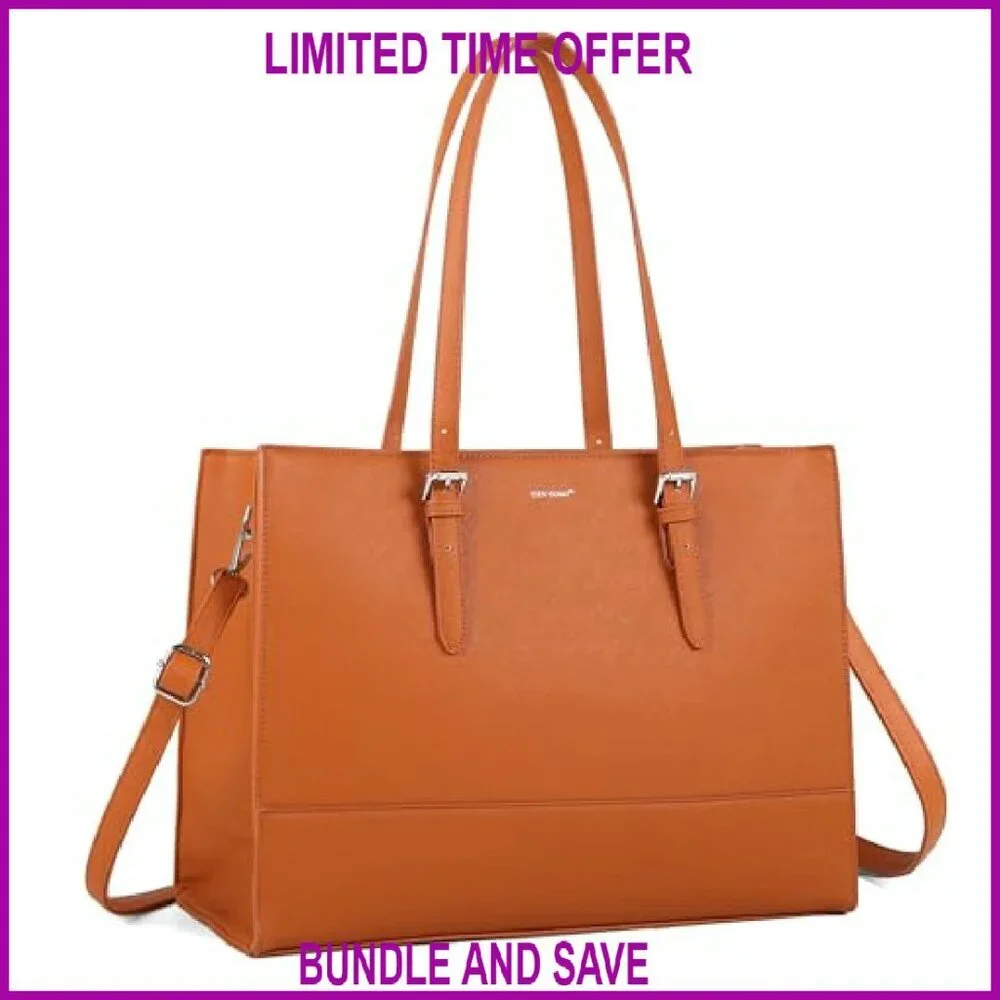 15.6 Inch Laptop Tote Bag, Premium Work Shoulder Bag with Multiple Carrying